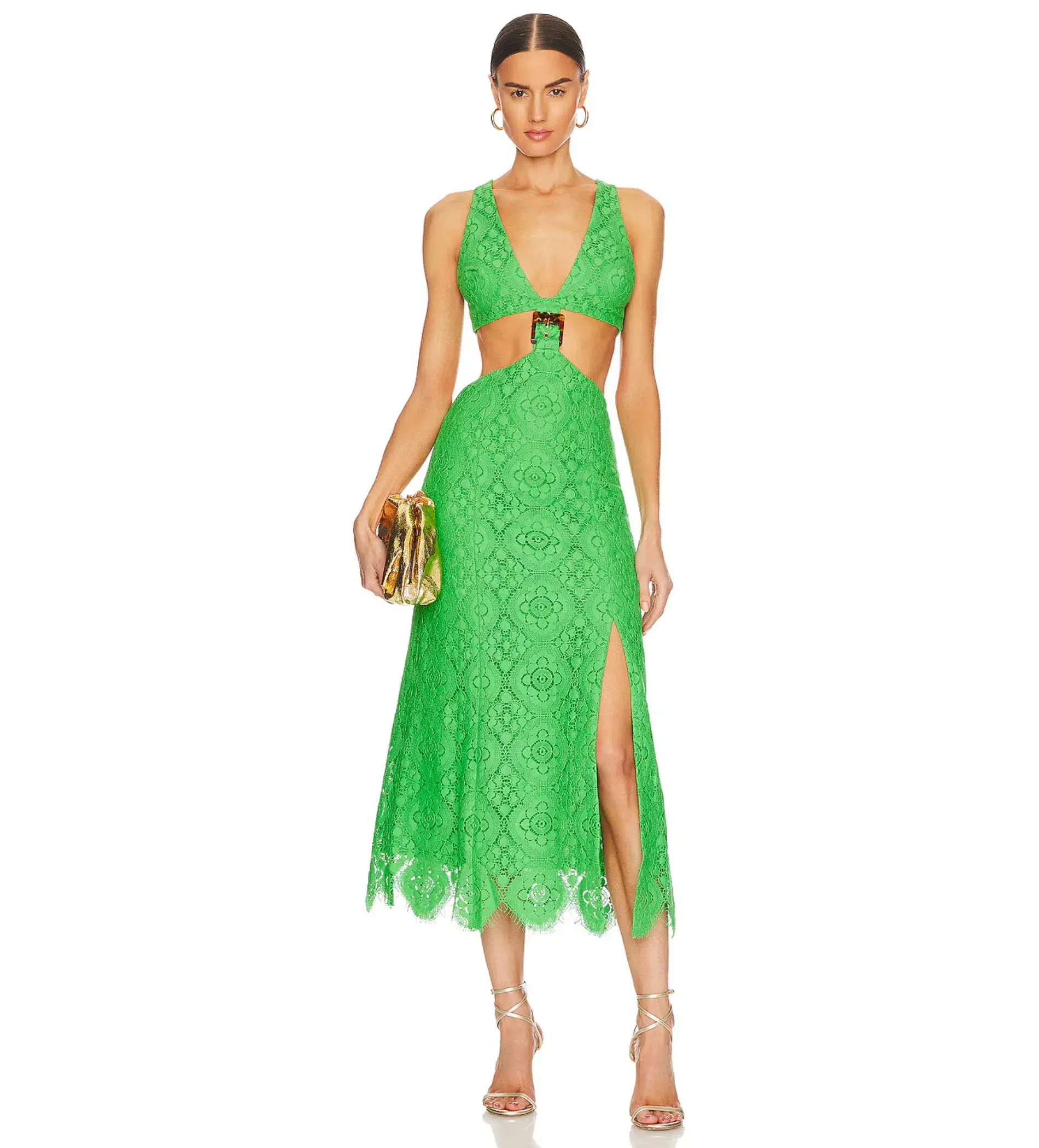 Alice Mccall Yvonne Lace Midi Cut Out Dress  Green Size AU 12 - Image 1