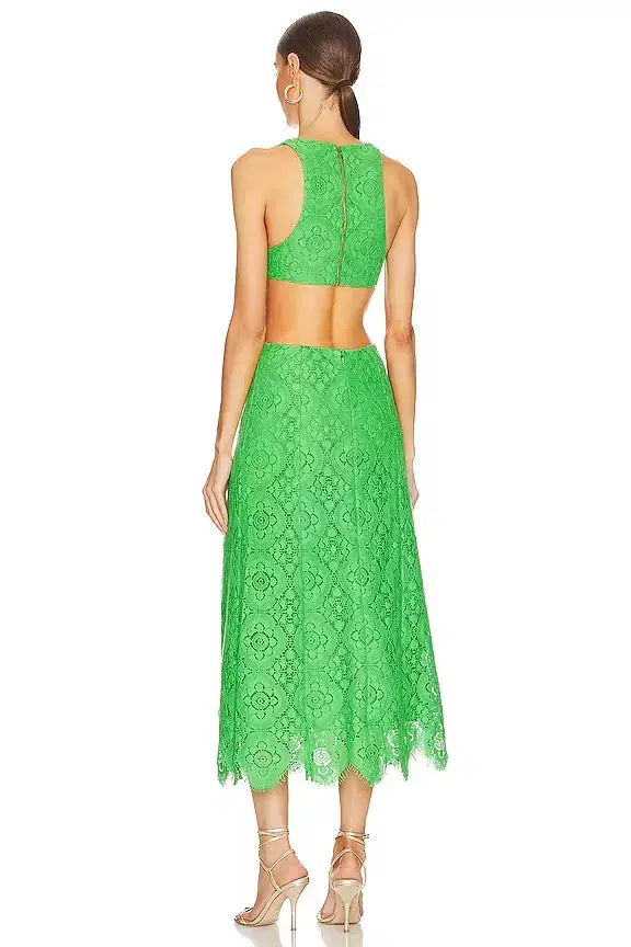 Alice Mccall Yvonne Lace Midi Cut Out Dress  Green Size AU 12 for rent on The Volte - main image