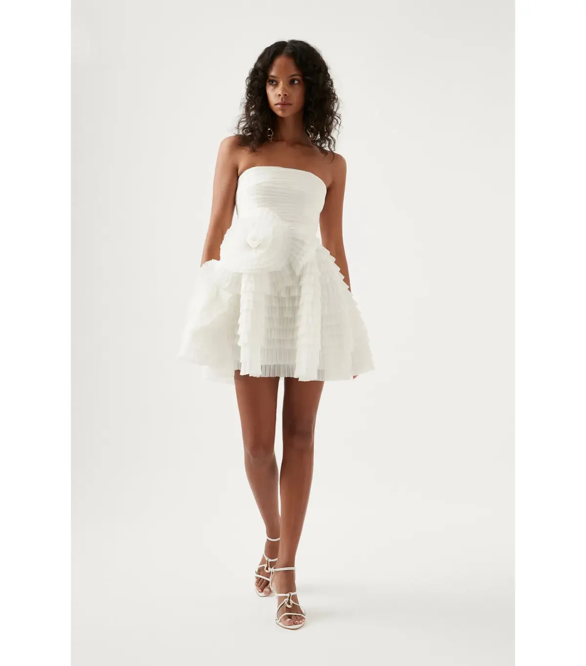 Aje Ivory Expressive Pleated Mini Dress Ivory Size AU 6 - Image 3