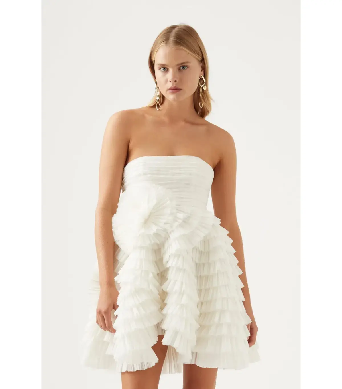 Aje Ivory Expressive Pleated Mini Dress Ivory Size AU 6 - Image 4