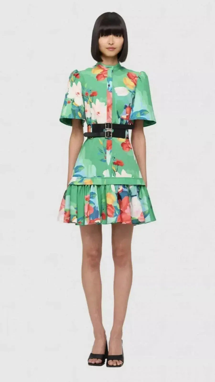Leo Lin Shirt Dress Lilypad Florescene Mini Green Size AU 6 - Image 4