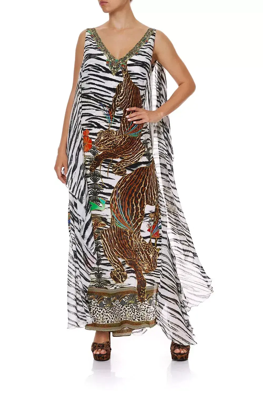 Camilla Cosmic Conflict Maxi Silk Dress Kaftan Size 14 - Image 1