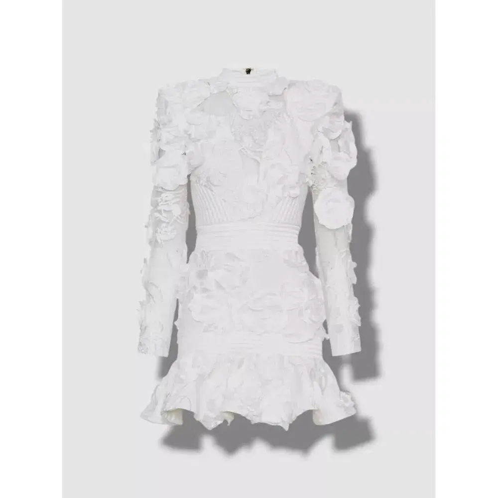 Zhivago White Mini Vendetta Mini Dress Floral Lace Size 6 - Image 1