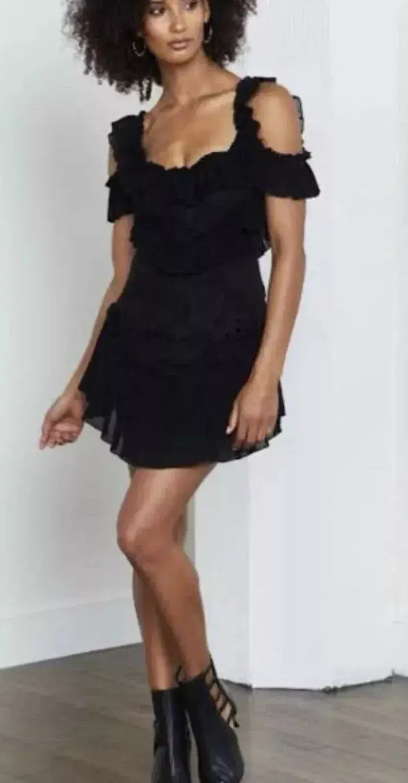Alice McCall Lace Lovebirds Off The Shoulder Mini Dress Black Size 8 for rent on The Volte - main image