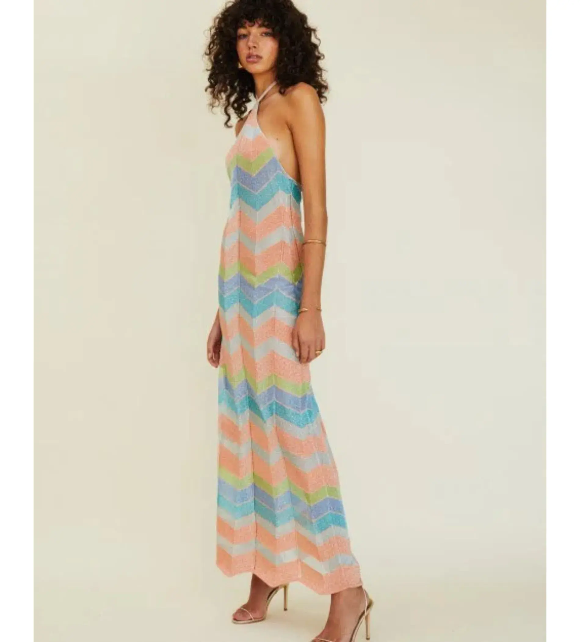 Suboo Solar Chevron Halter Maxi Dress Multi Size Small S/AU 8  - Image 3