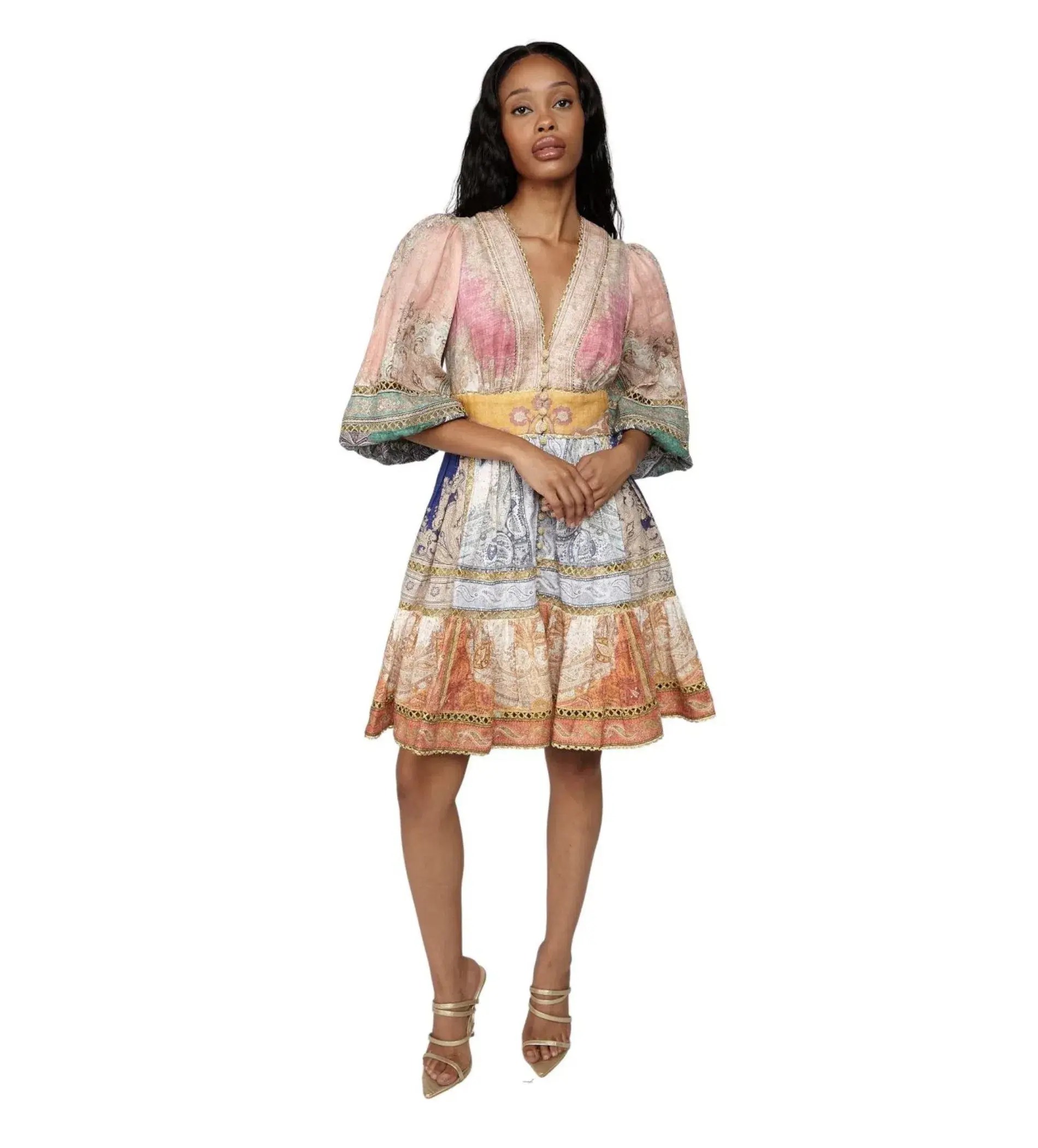 Zimmermann Anneke Lantern Mini Dress in Paisley Print Size 4/AU 16 - Image 1