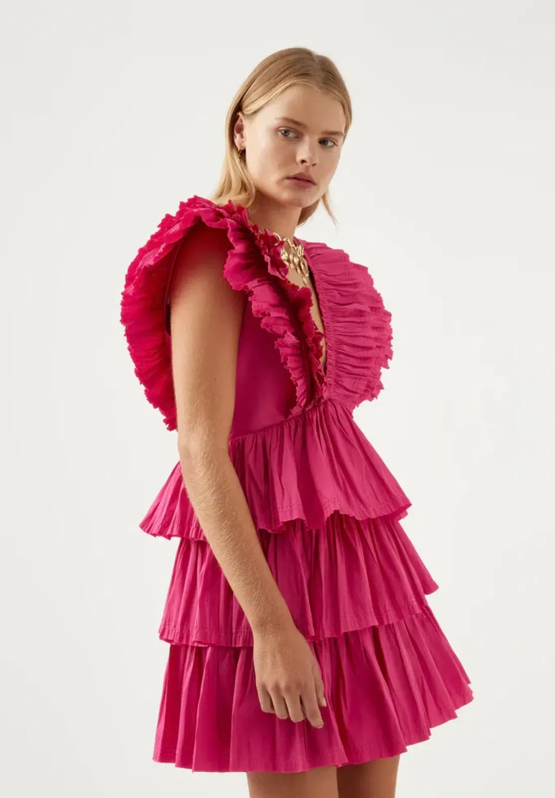 Aje. Rhythmic Frilled Mini Dress AU 6 - Image 3