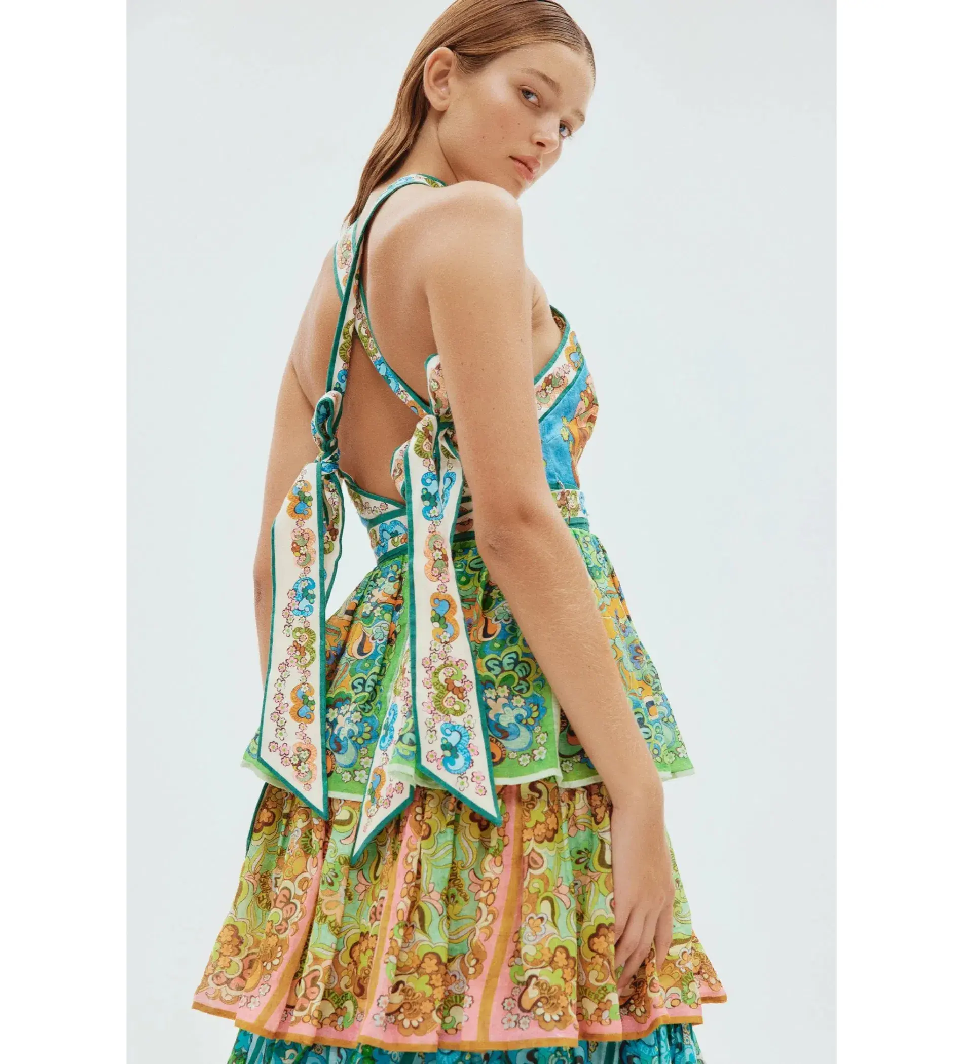 Alemais Dreamer Halter Tier Dress Multi Size AU 8 - Image 2