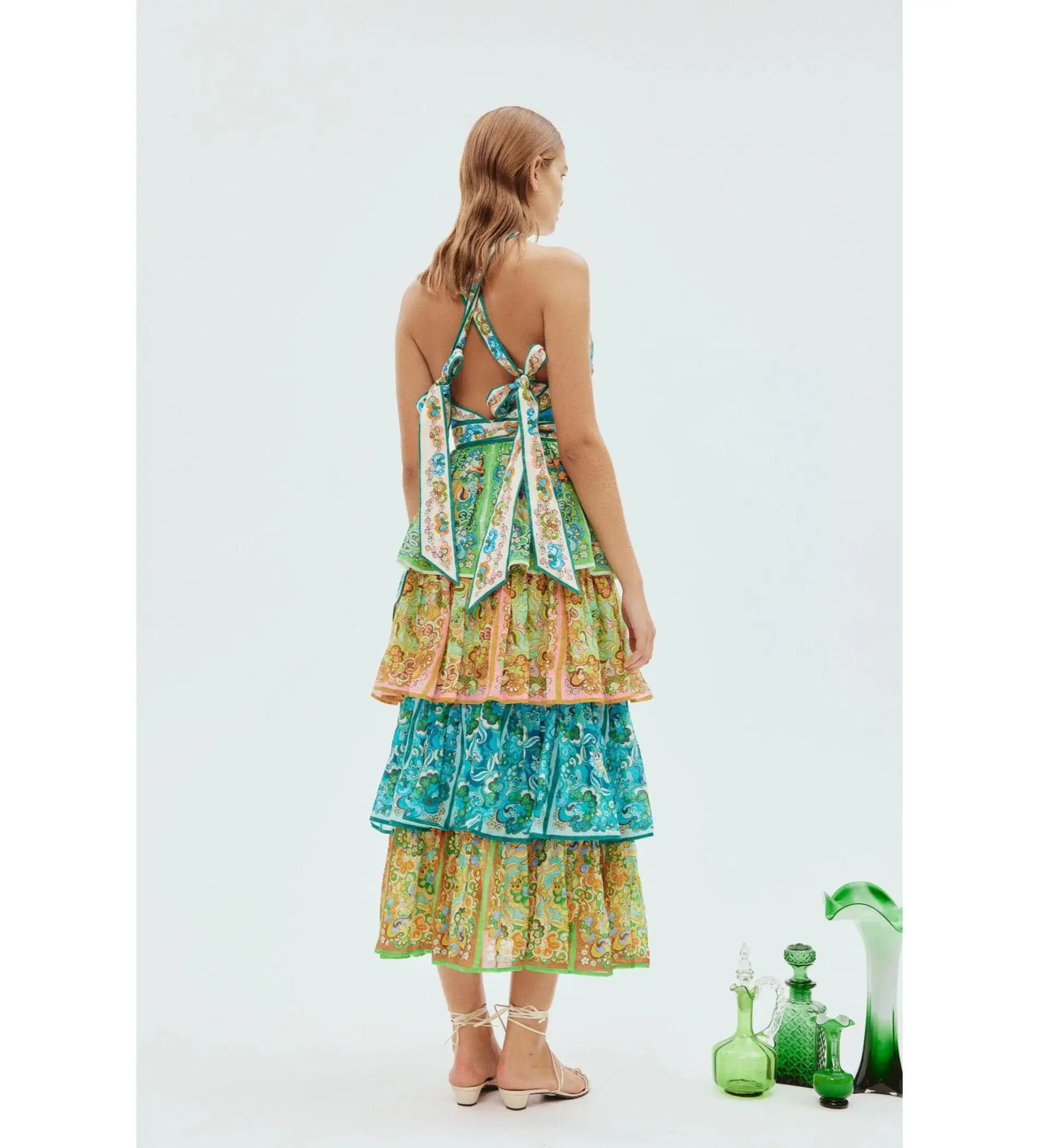 Alemais Dreamer Halter Tier Dress Multi Size AU 8 - Image 3