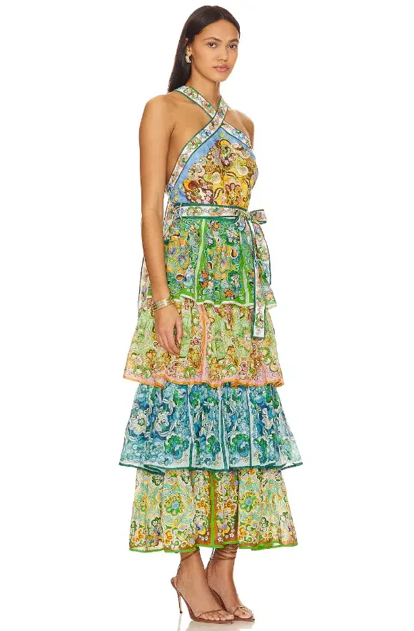 Alemais Dreamer Halter Tier Maxi Dress Multi Size 12 - Image 3