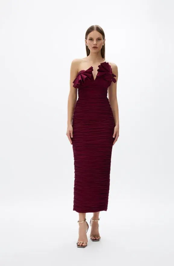 Rachel Gilbert - Jensen Midi in Merlot - Size 12 for rent on The Volte - main image