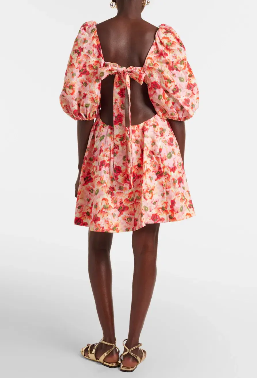 Zimmermann Lightburst Pleated Cutout Mini Dress Floral Size 4 / AU 16 - Image 2