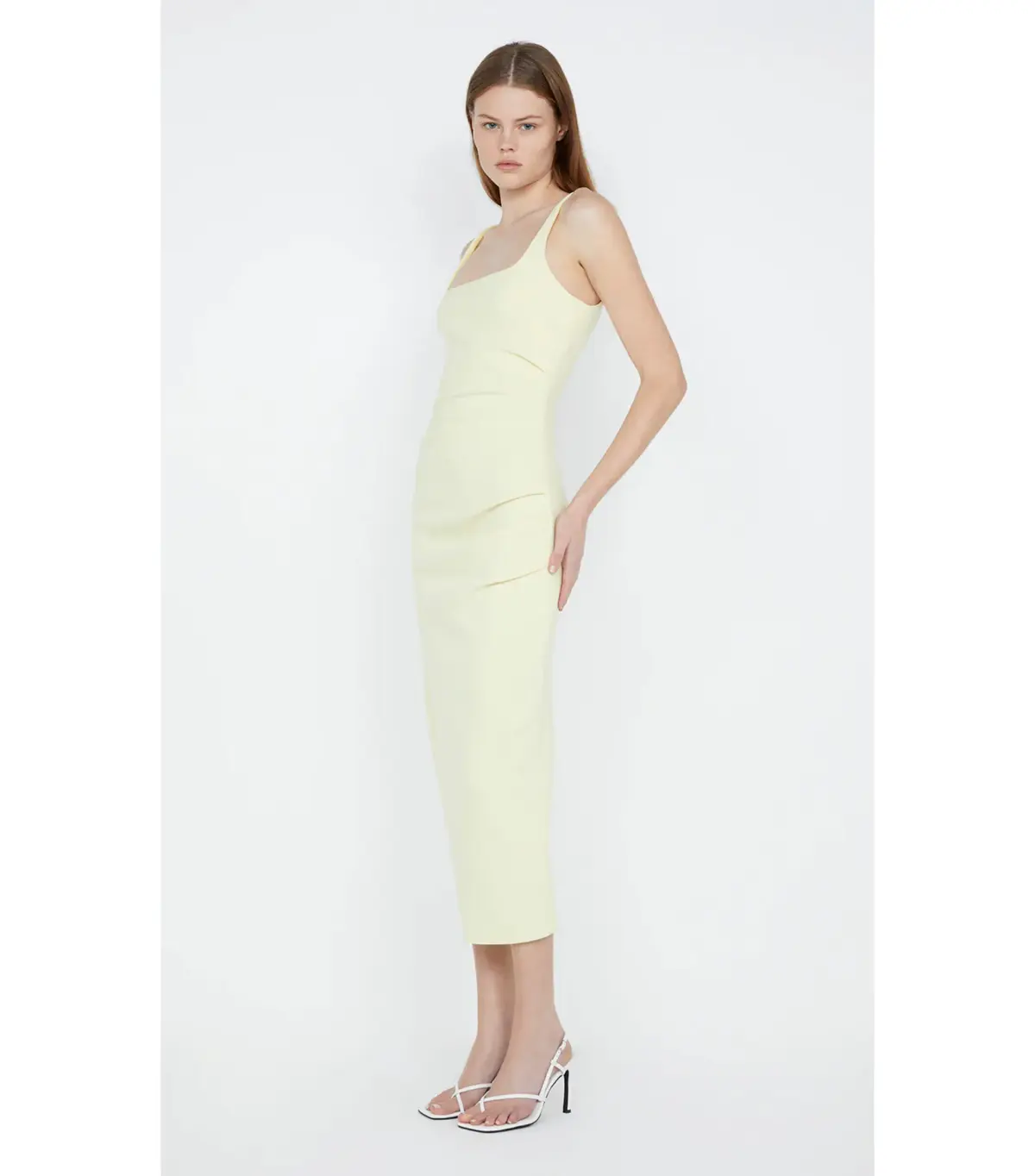 Bec & Bridge Karina Tuck Midi Dress Lemon Size AU 12 - Image 2