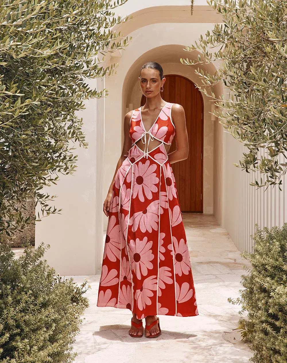 Sabo Calandra Maxi Dress in Daisy Red Size 14 - Image 1