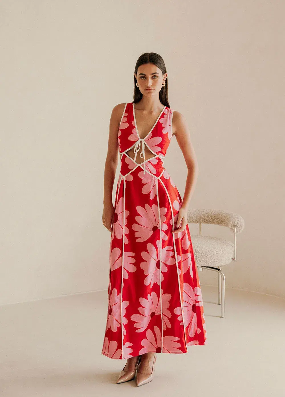 Sabo Calandra Maxi Dress in Daisy Red Size 14 - Image 3