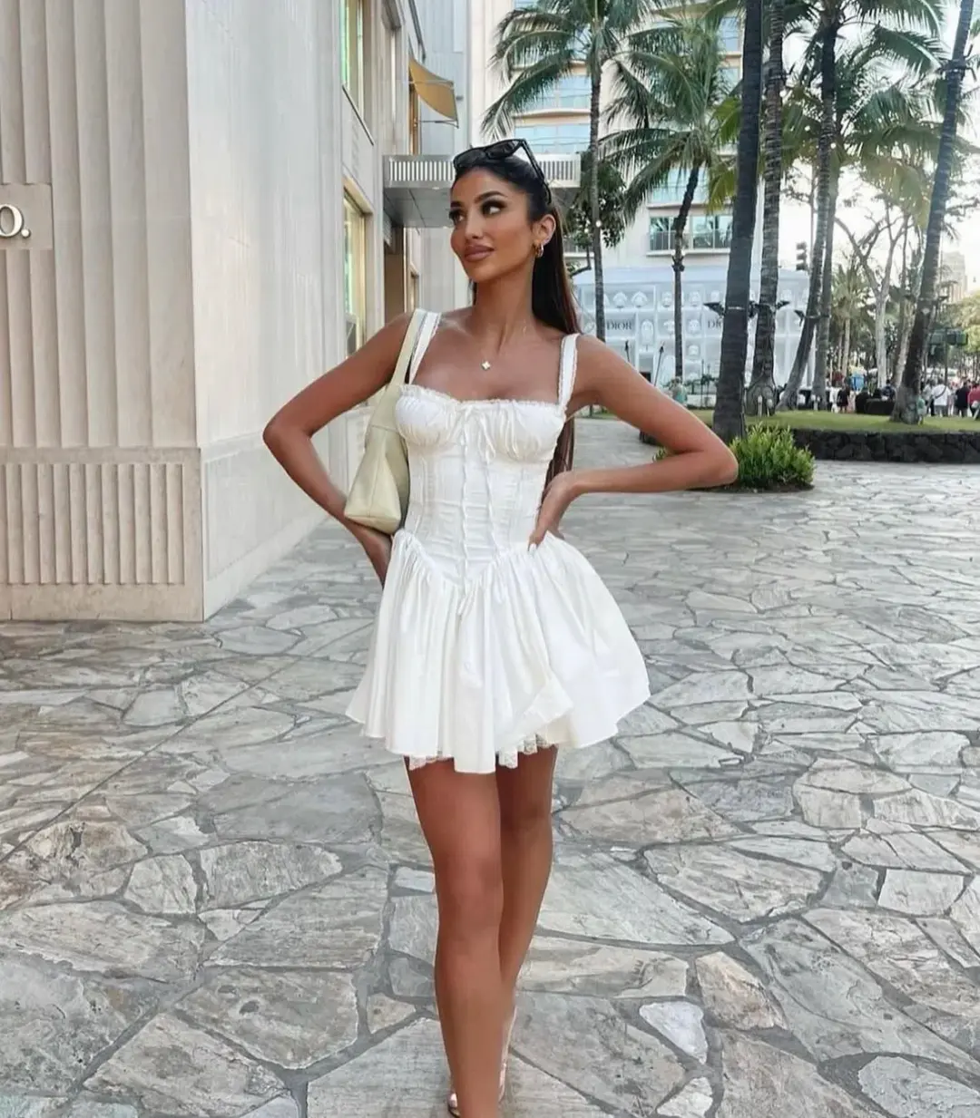 House of CB Pietra Corset Mini Dress White  Size S/Au 8  for rent on The Volte - main image