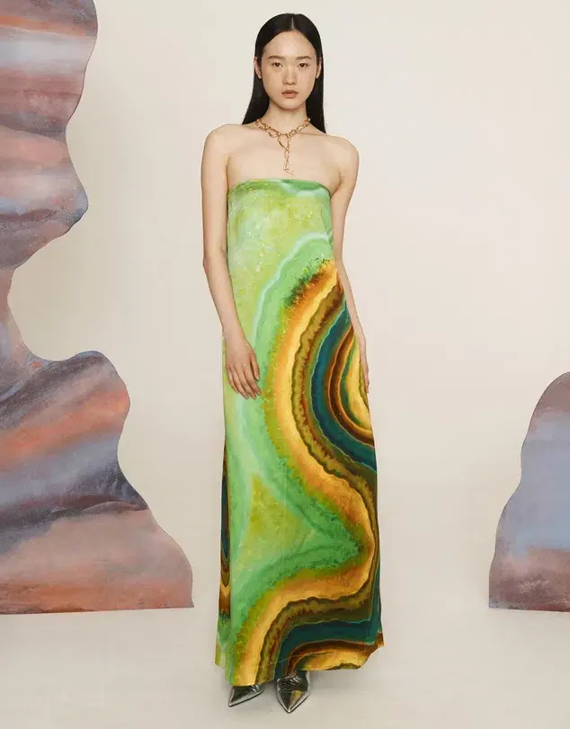 Alemais Iris Strapless Gown Green Maxi Dress XS Size 6   - Image 1