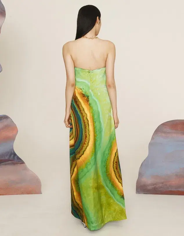 Alemais Iris Strapless Gown Green Maxi Dress XS Size 6   for rent on The Volte - main image