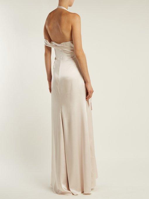 Jonathan Simkhai Silk Satin Halterneck Gown Cream Size 6 - Image 2