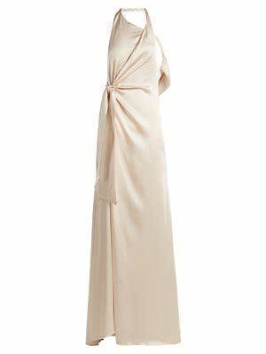 Jonathan Simkhai Silk Satin Halterneck Gown Cream Size 6 - Image 3