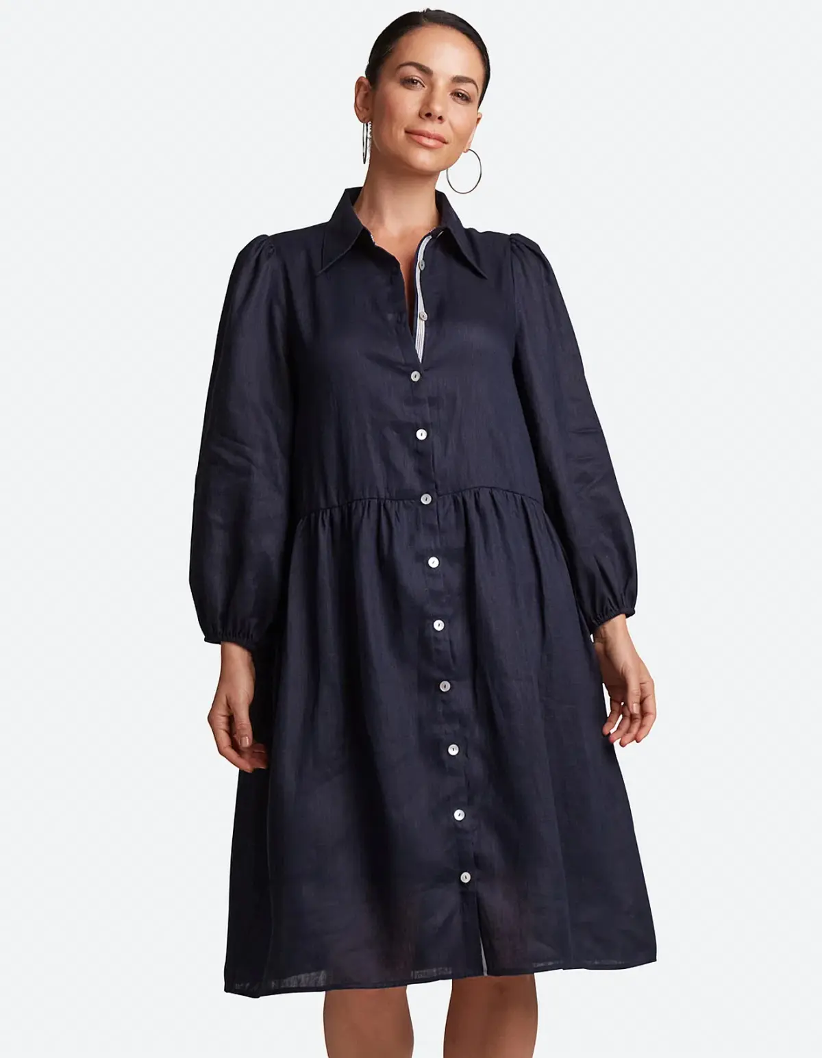 eb&ive Studio Midi Shirt Dress Navy Size S / AU 8-10 - Image 1