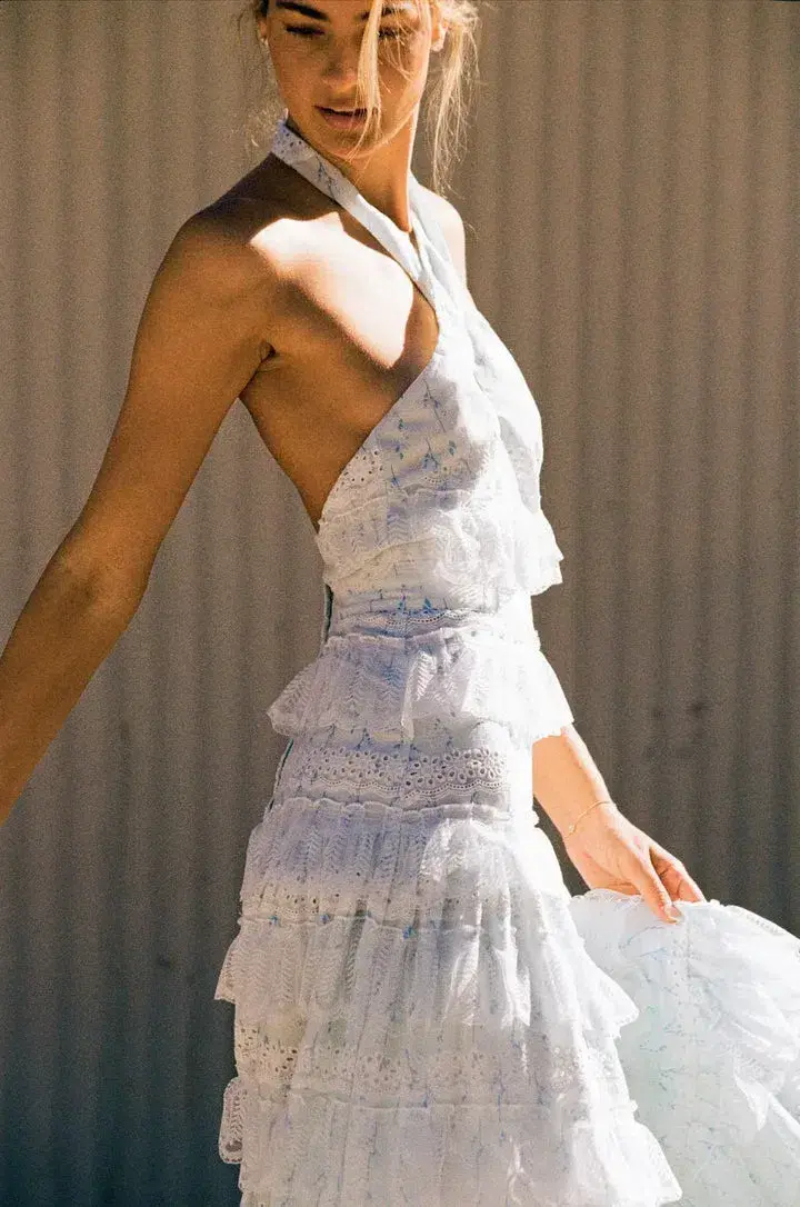 Anne Louise Boutique Lovette Halter Neck Dress White Size 14 - Image 4