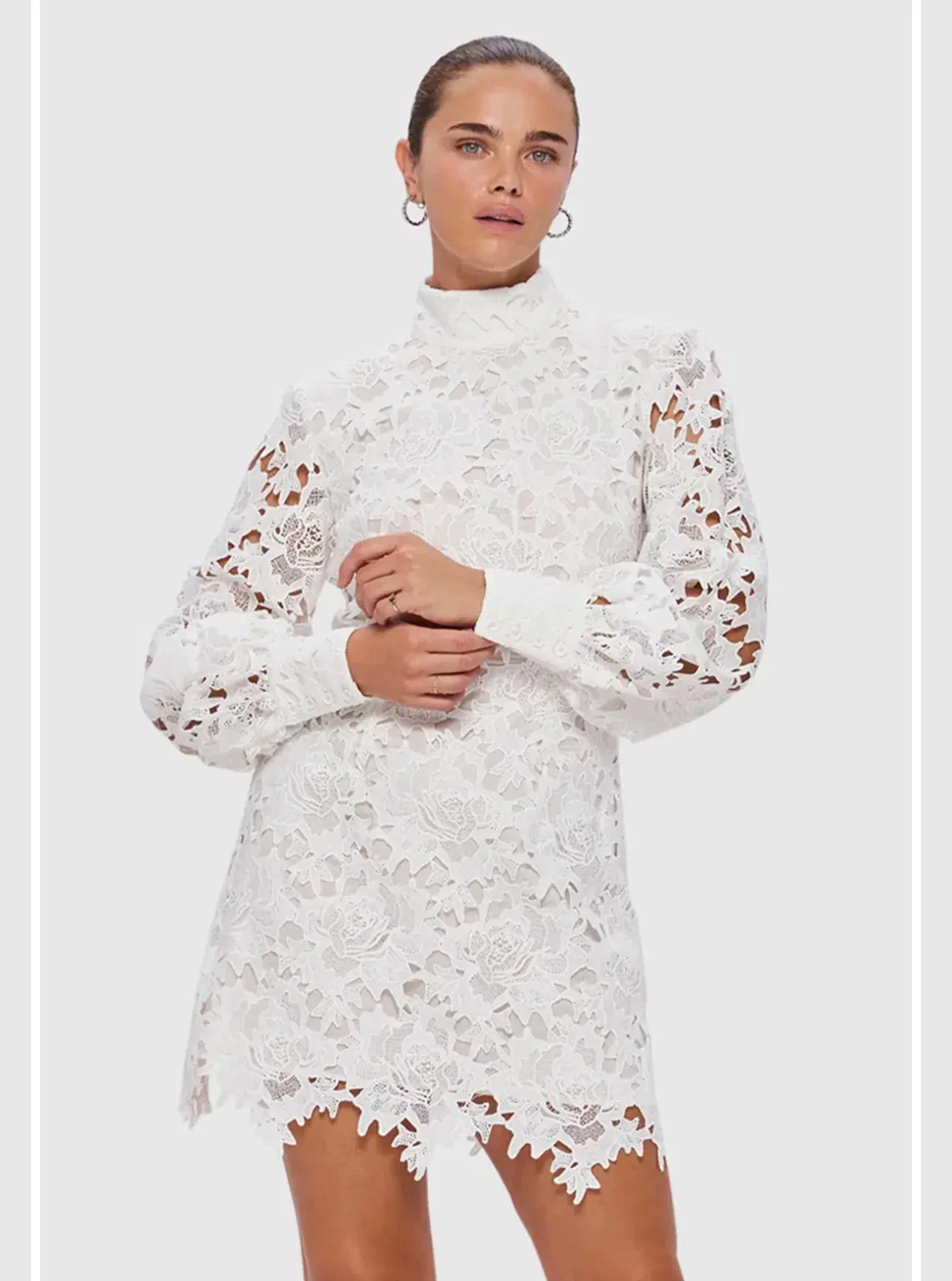 Leo Lin Isla Lace Mini Dress Snow Size 12 - Image 2