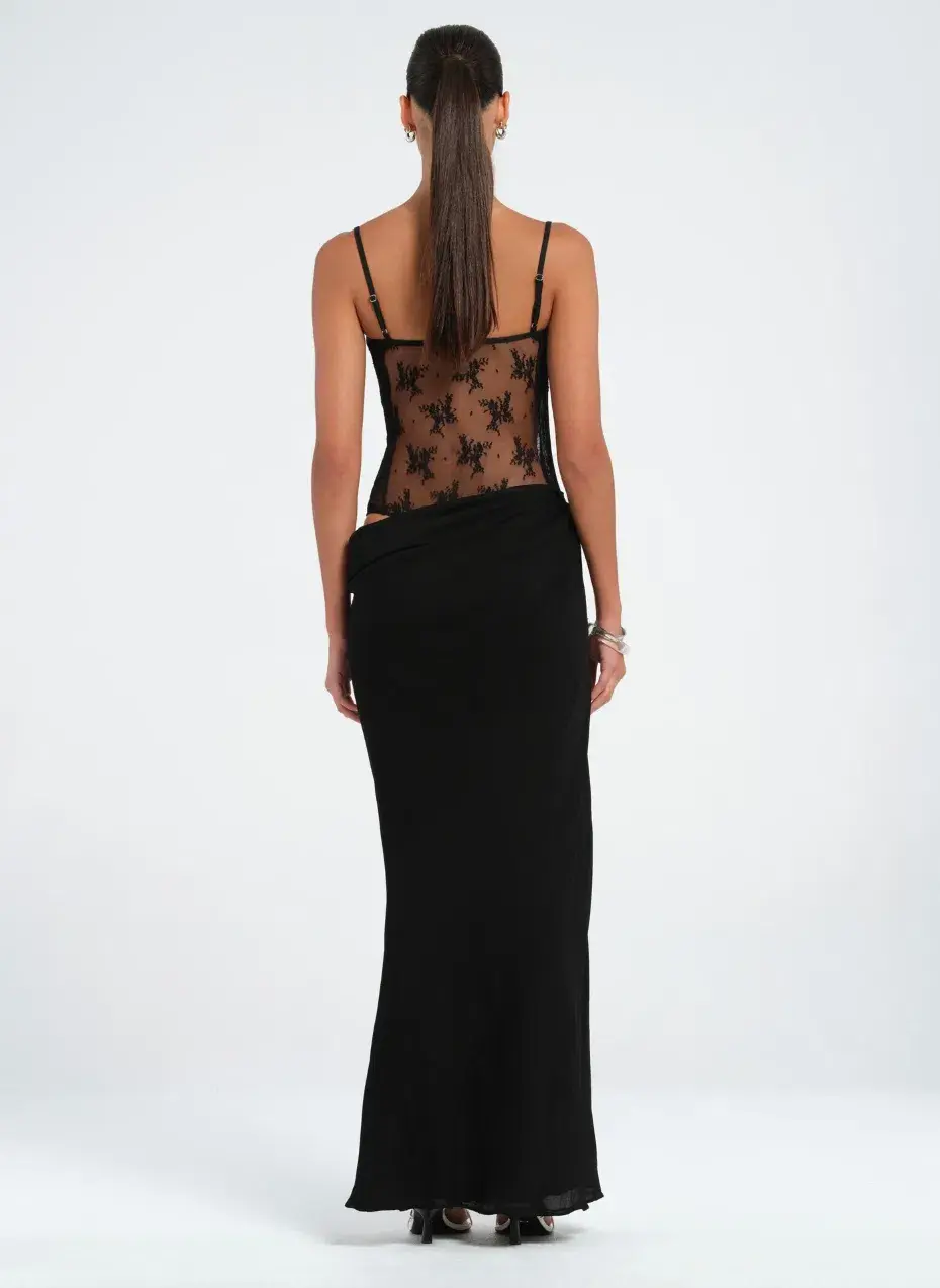 Benni Akio Maxi Dress Black Size 6 - Image 3