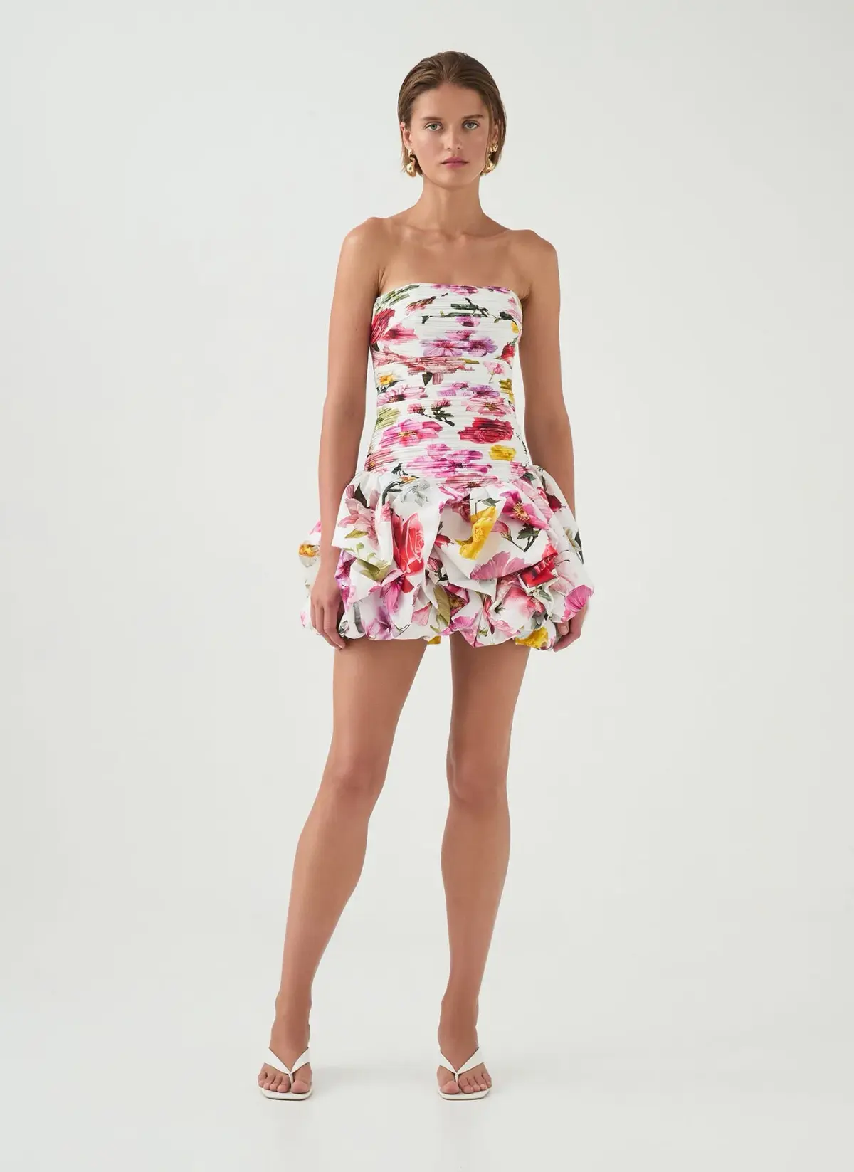 Aje Violette Bubble Hem Mini Dress Collage Floral Size 4 - Image 1