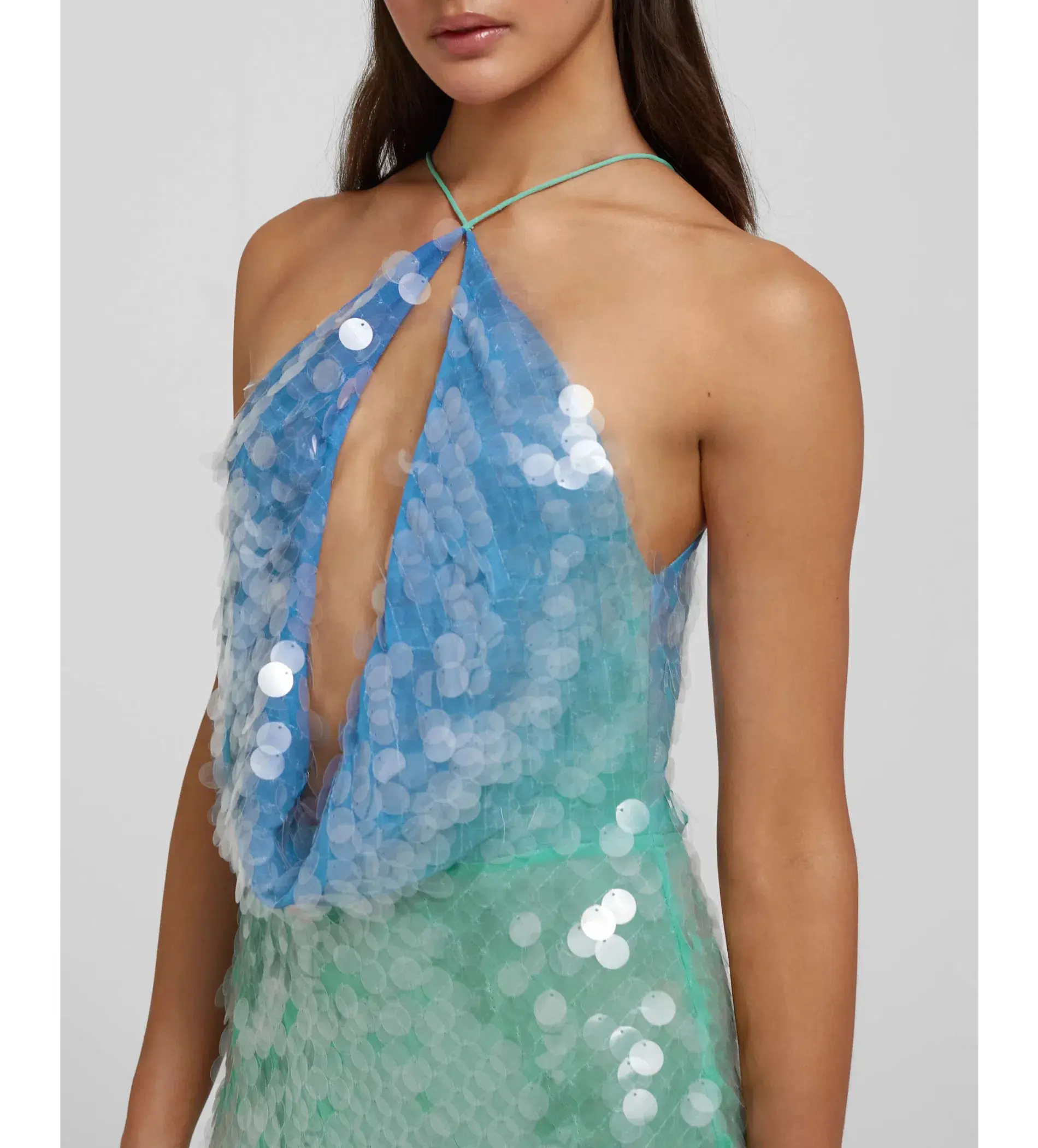 Rat & Boa Kiki Sequin Blue Green Halter Mini Size S AU 8 - Image 2