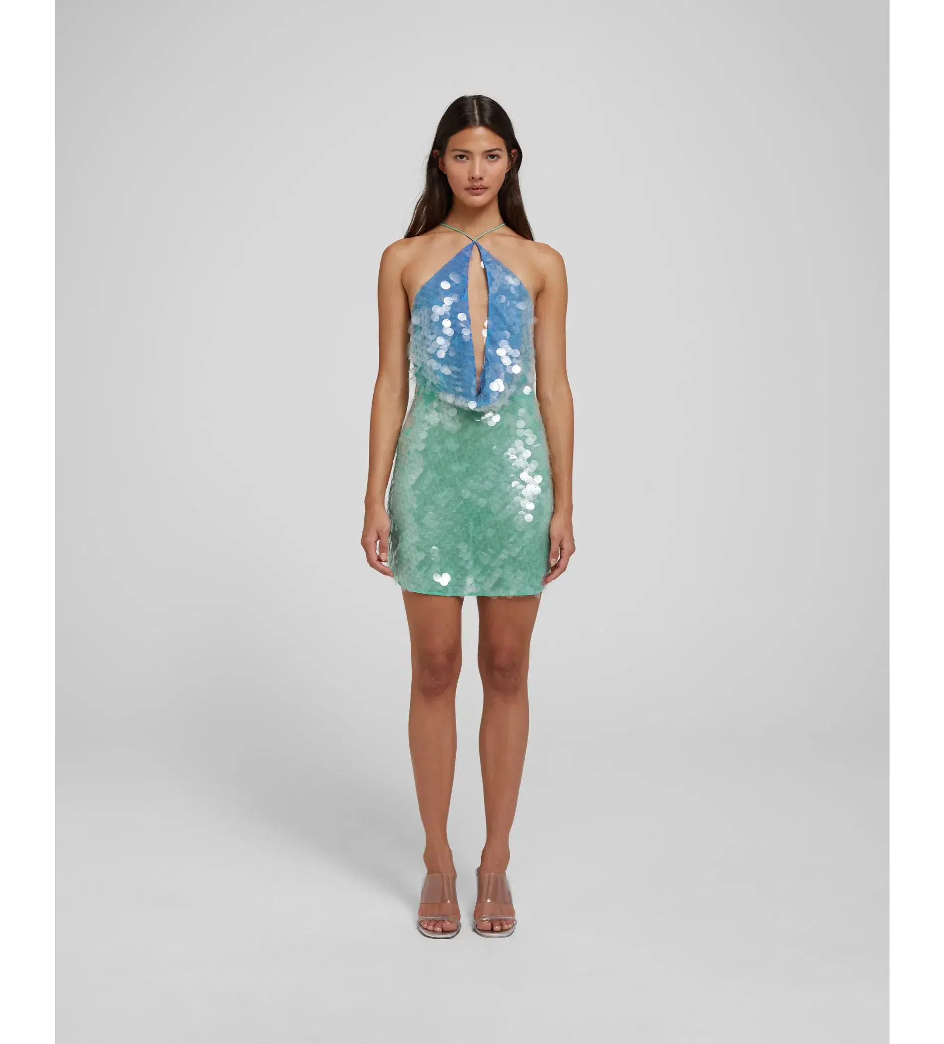 Rat & Boa Kiki Sequin Blue Green Halter Mini Size S AU 8 - Image 1
