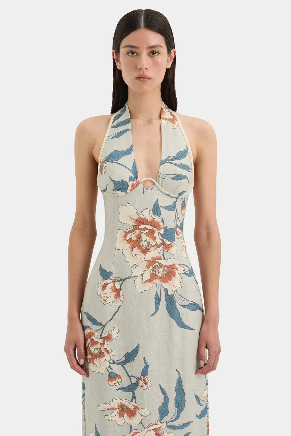 Sir The Label Roisin Halter Midi Floral Size 8 - Image 2