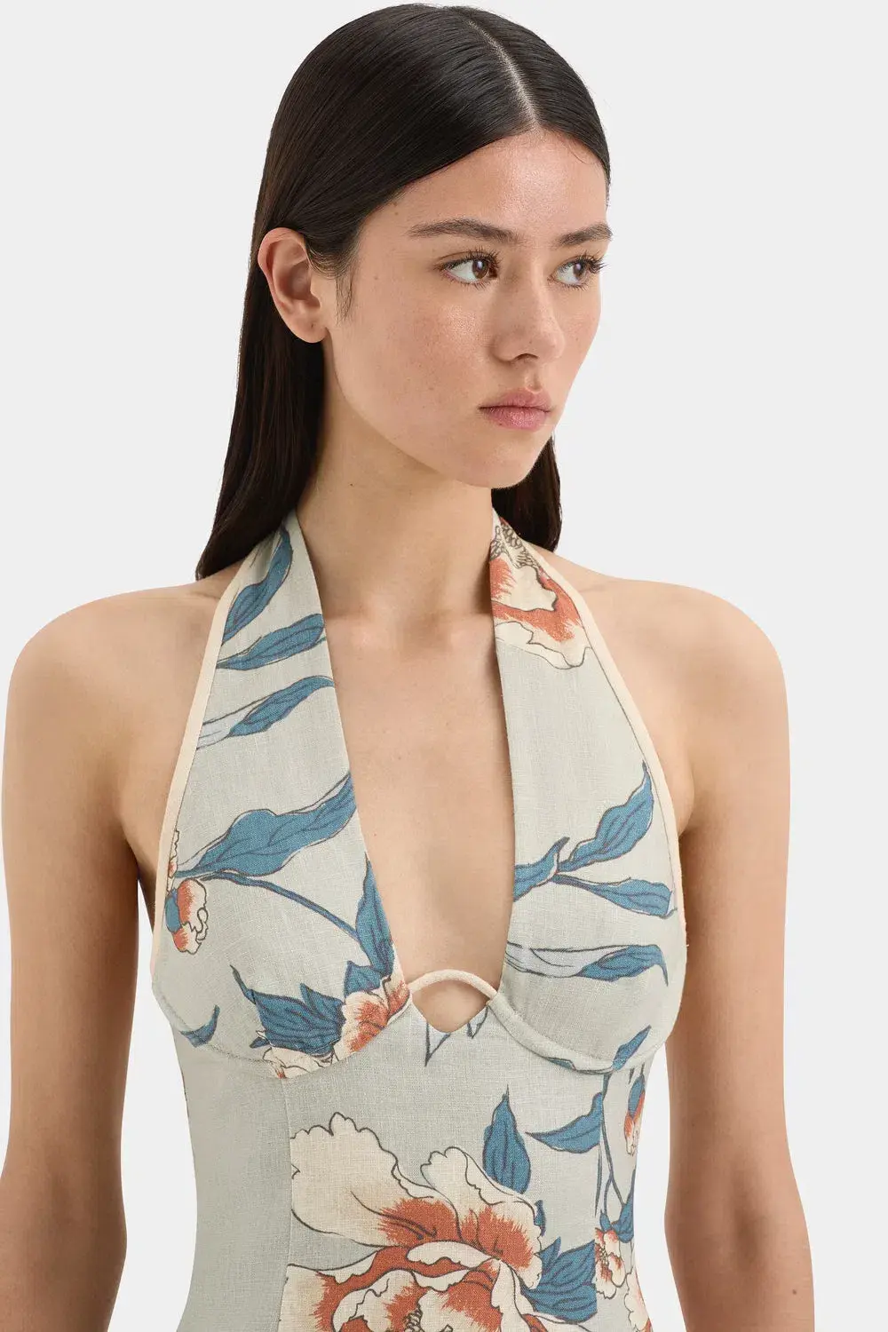 Sir The Label Roisin Halter Midi Floral Size 8 - Image 4