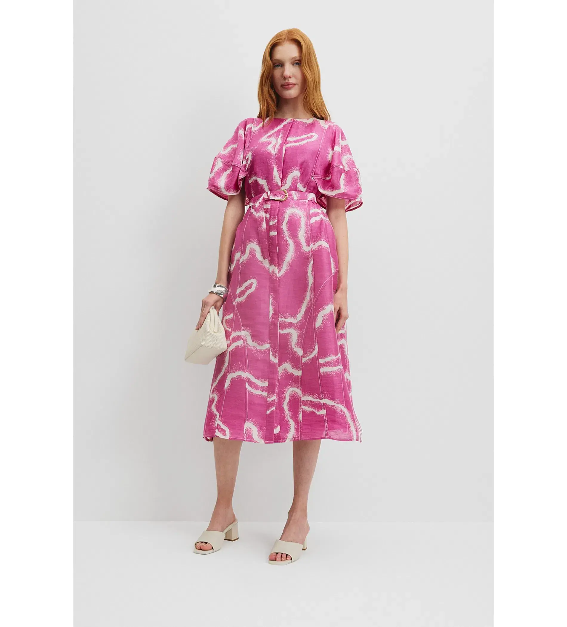 Country Road Organza Silk Linen MIDI Dress Size AU 16   - Image 1
