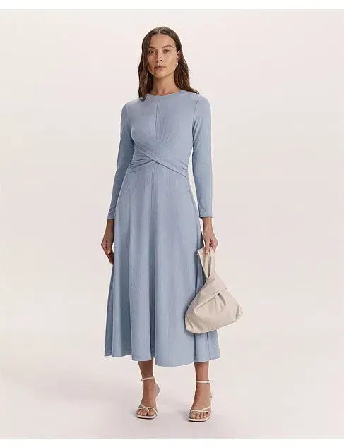 Saba Xanthe Long Sleeve Twist Front Midi Dress Blue Size XXS / Size AU 6 - Image 1