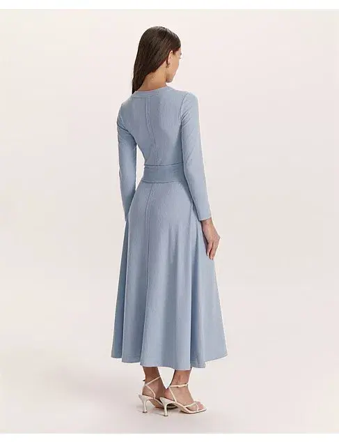 Saba Xanthe Long Sleeve Twist Front Midi Dress Blue Size XXS / Size AU 6 - Image 3