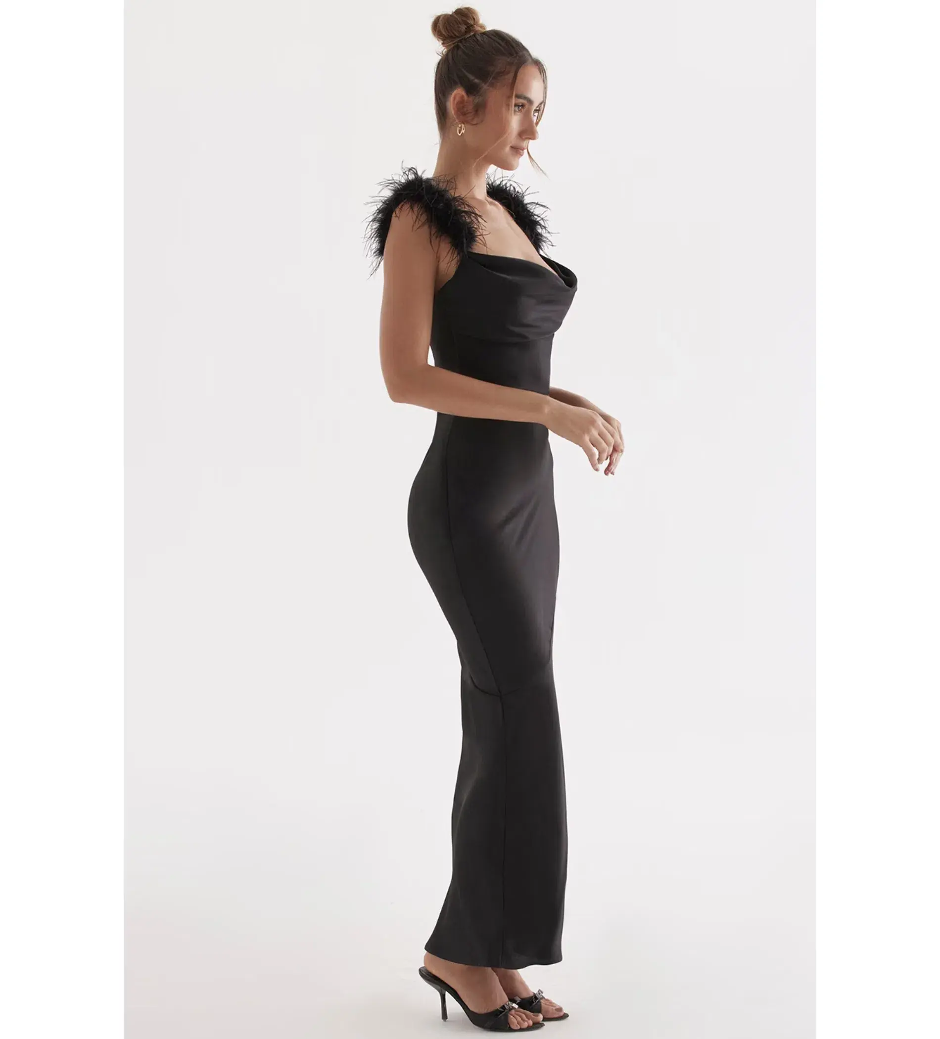 House Of CB Tabitha Black Satin Maxi Dress Black Size 6/XS - Image 5