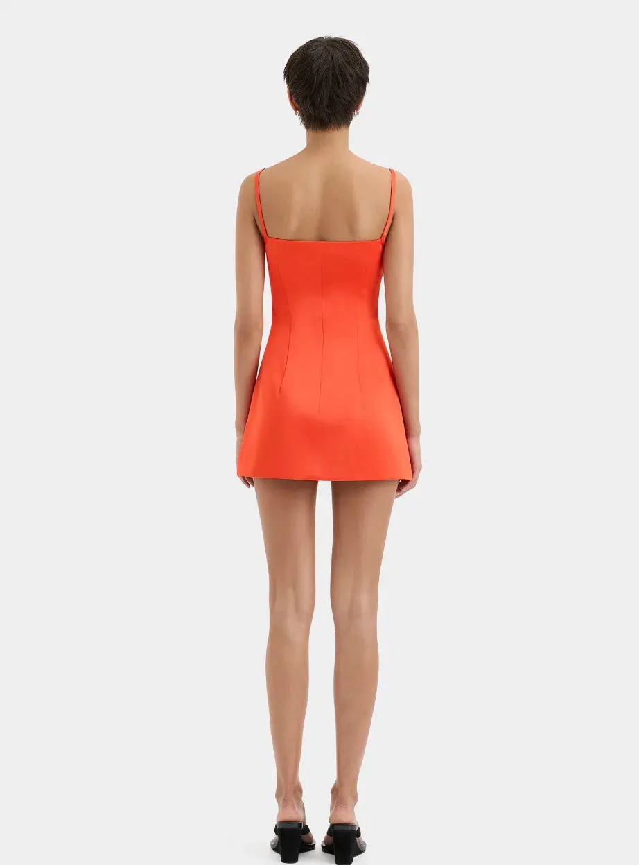 Poppy Contoured Mini Dress in Tangerine - Image 5