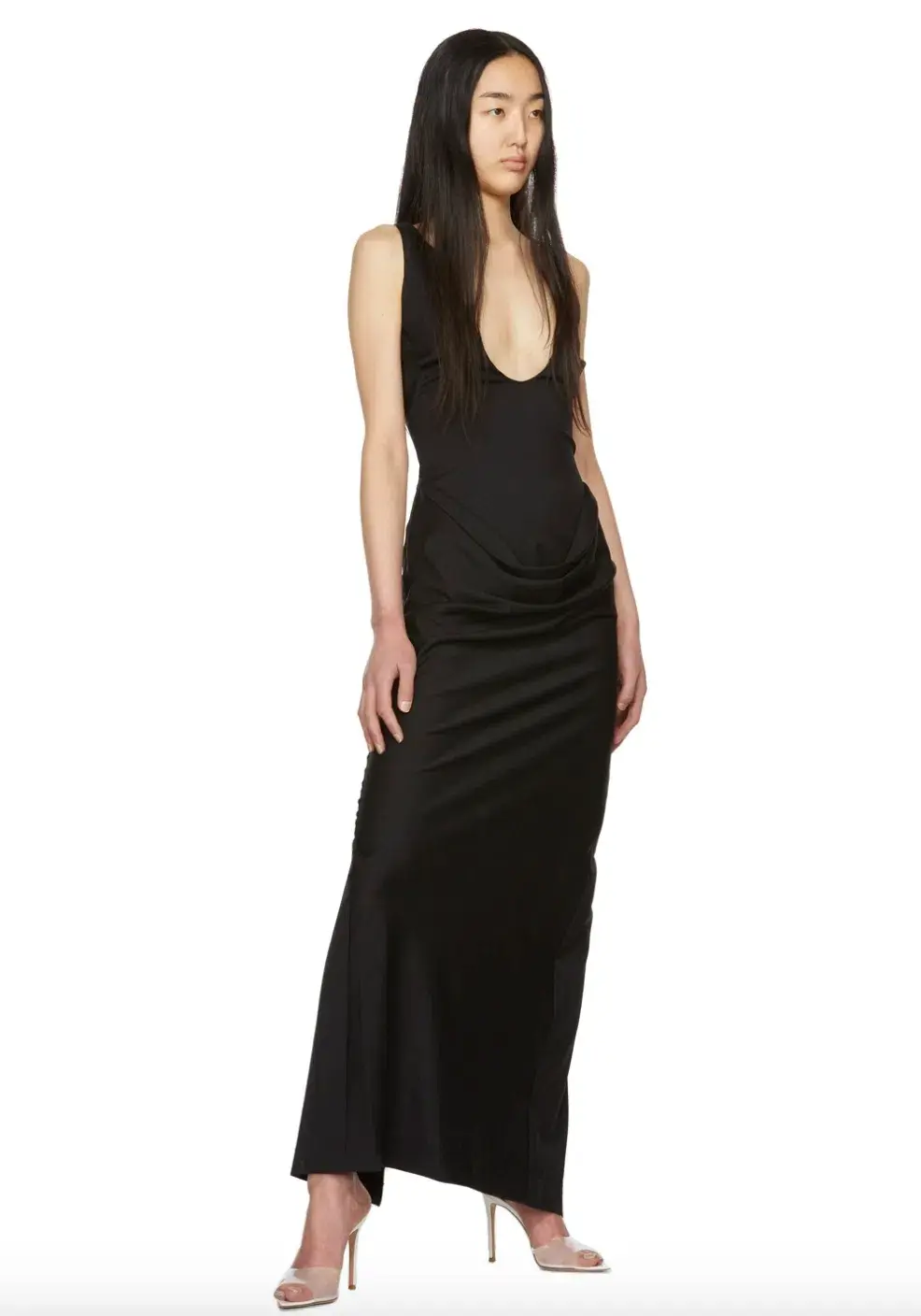 Christopher Esber Black Arced Column Cowl Dress - size 6  - Image 1