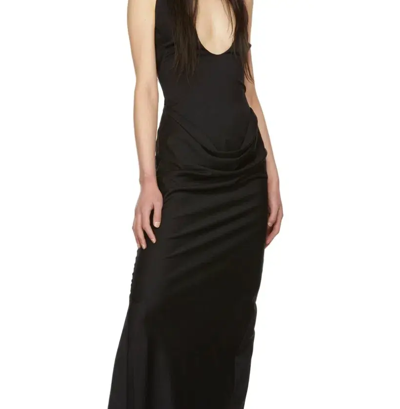 Christopher Esber Black Arced Column Cowl Dress - size 6  - Image 2
