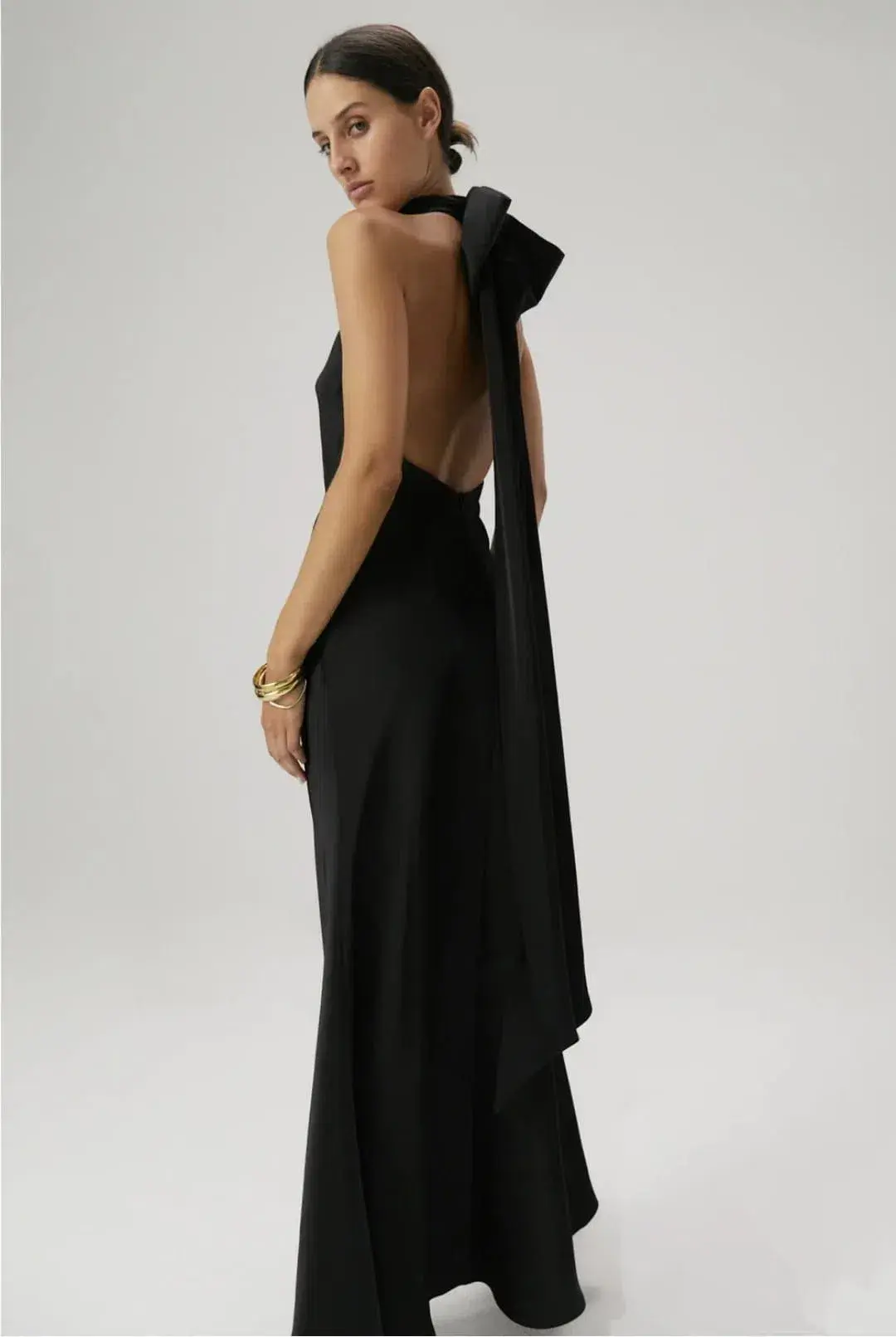 Misha Evianna Satin Gown Black Size 10 - Image 1