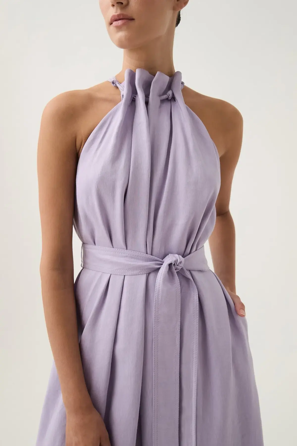 Aje Mariel Trapeze Midi Dress Lilac Size 14 - Image 6