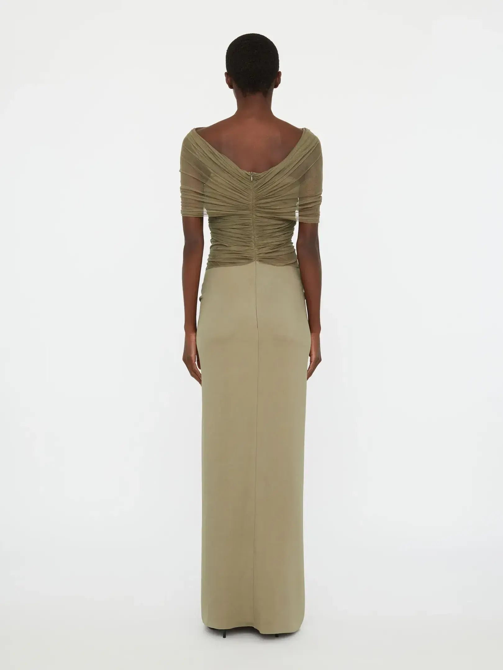 Crossed Tulle Ruched Dress - Image 4