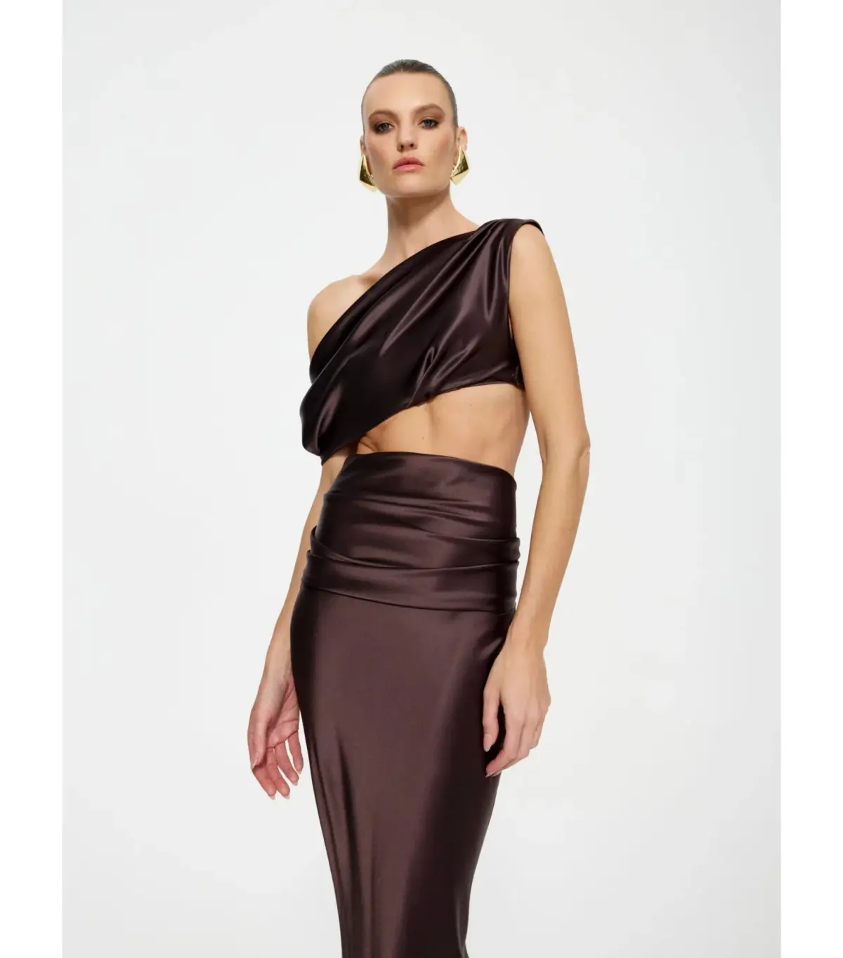 Effie Kats Perez Top and Skirt Set Chocolate Size XS / AU 6  - Image 3