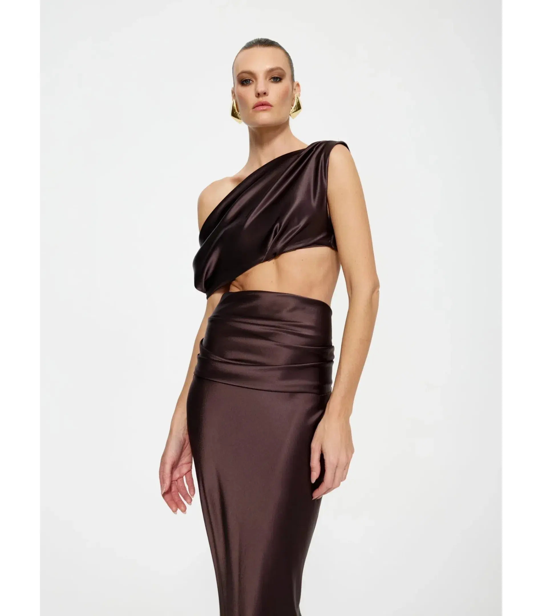 Effie Kats Perez Top and Skirt Set Chocolate Size XS / AU 6  - Image 3