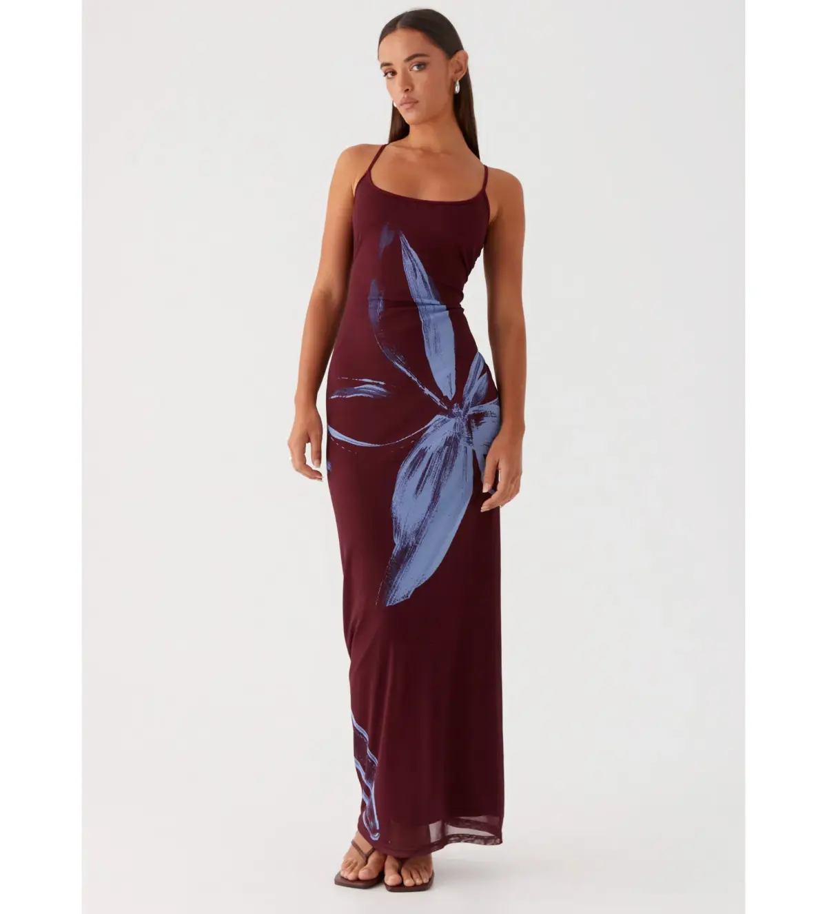 Serene Maxi Dress - Brown Purple Floral Size AU8 - Image 1