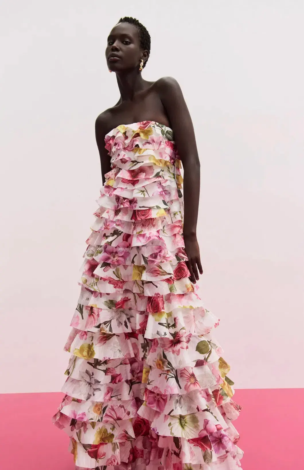 Aje Fleur Pleated Gown Floral Size 8 for rent on The Volte - main image