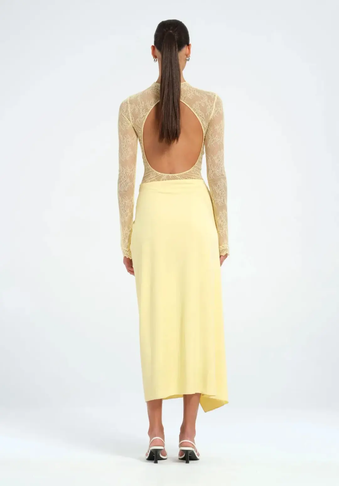 Benni Colton Midi Dress in Yellow Size 10 for rent on The Volte - main image