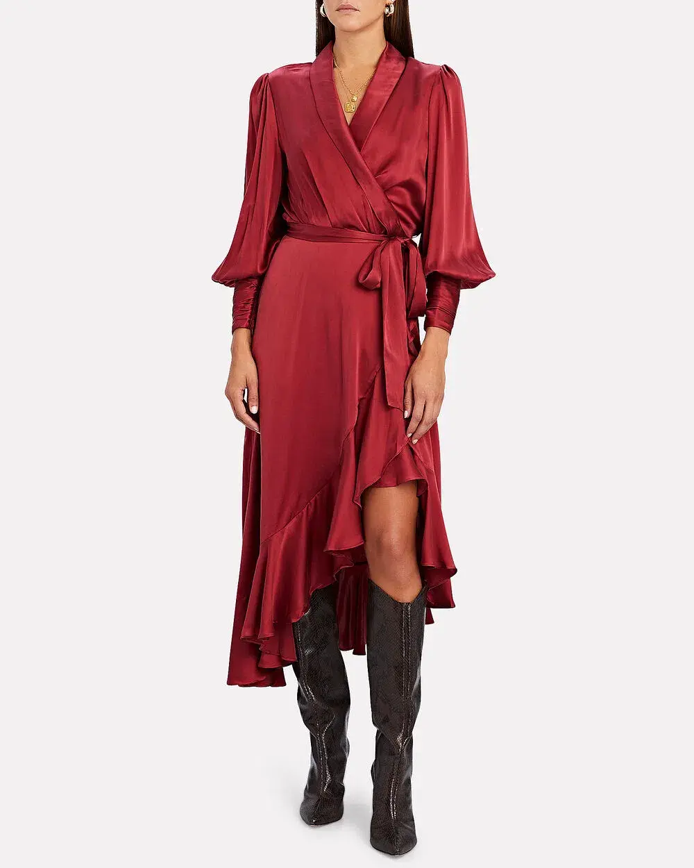 ZIMMERMANN Red Silk Wrap Midi Dress Size 8-10 - Image 1