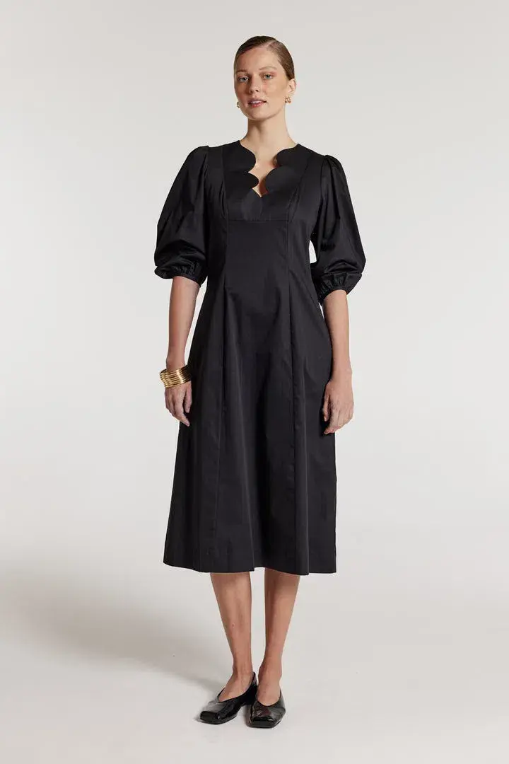 Perri Cutten Eloise Midi Dress Black Size AU 12 - Image 1